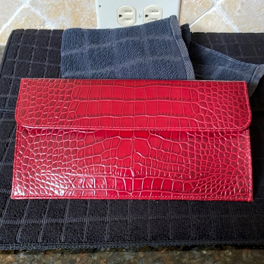 Raika Red Leather Travel Pouch with Passport Holder